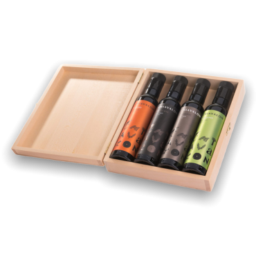 Cassetta di degustazione in legno Olio Extravergine di Oliva Bio 4 x 100 ml