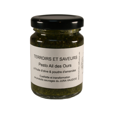 Pesto artisanal d’Ail des Ours Sauvages du Jura Vaudois à l’huile d’olive et poudre d’amandes