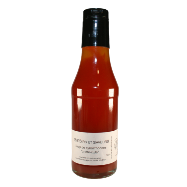 Artisanal wild rose hip syrup from the Vaud Jura